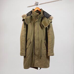 ATTACHMENT Fur-Trim Hooded Military Parka Coat